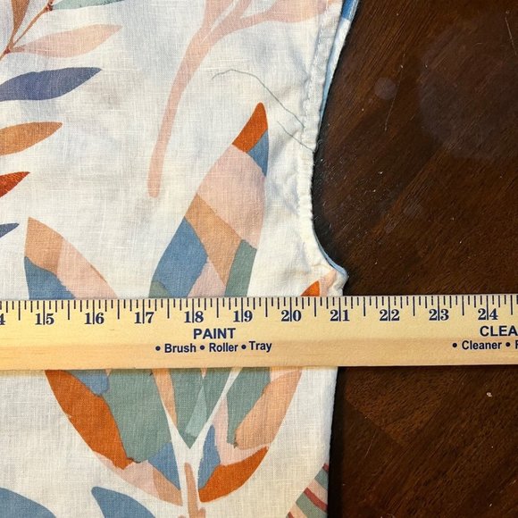 Cynthia Rowley Medium 100% Linen Botanical Leaf Feather Shirt Button Back Boho‎ - Picture 4 of 7